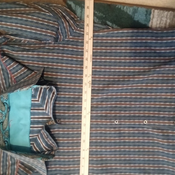 Robert Graham Mens Xl Striped Multicolor Long Sleeve Flip Cuff - Picture 8 of 10